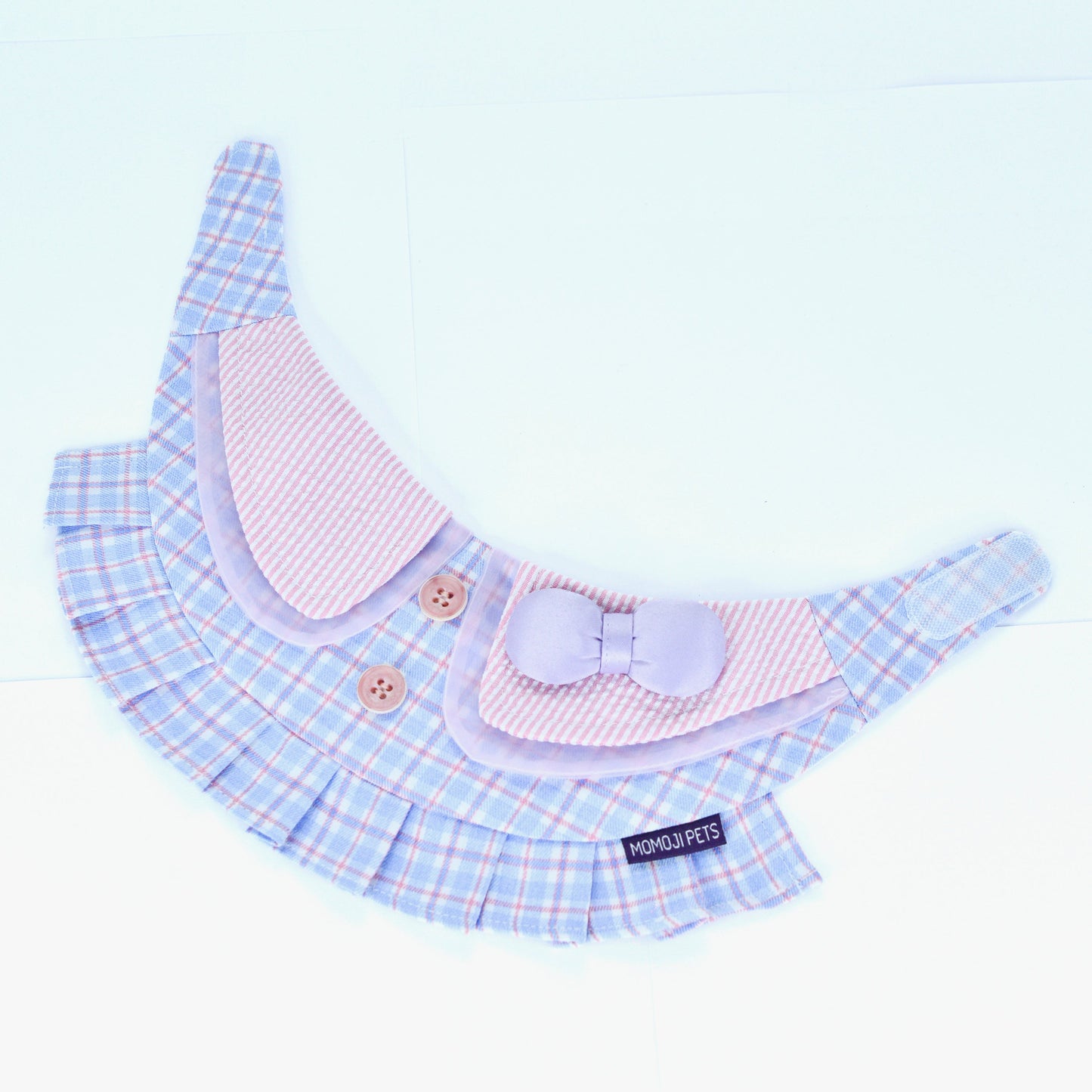 Evelyn blue plaid bandana, top view