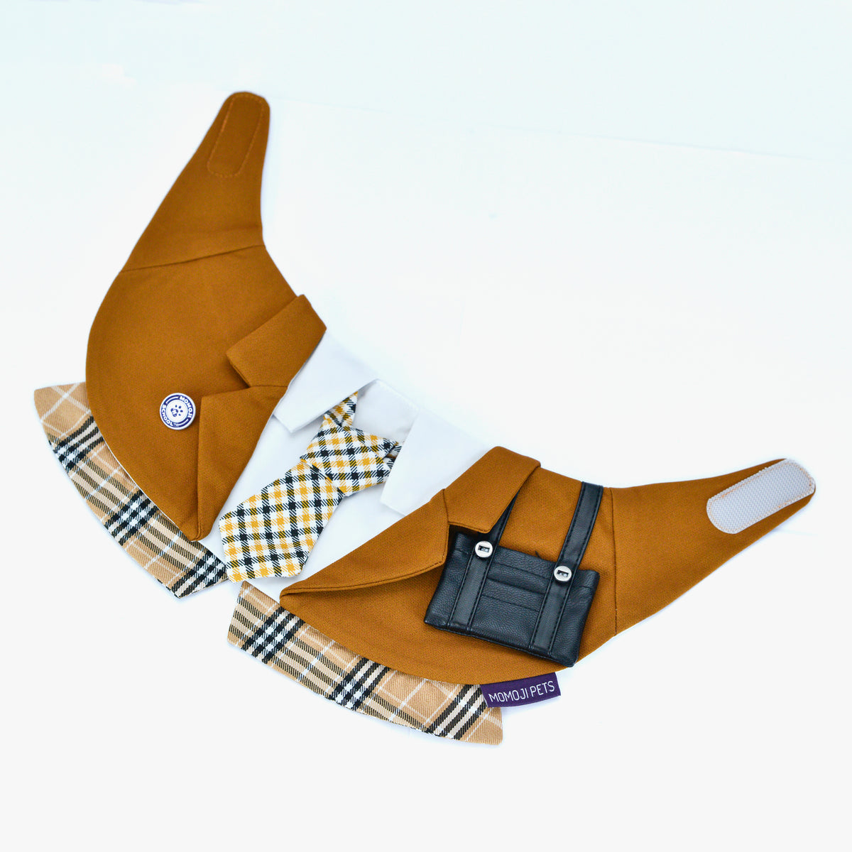 Clay Brown Morrison Hill Boys bandana laid open, showing the velcro closure