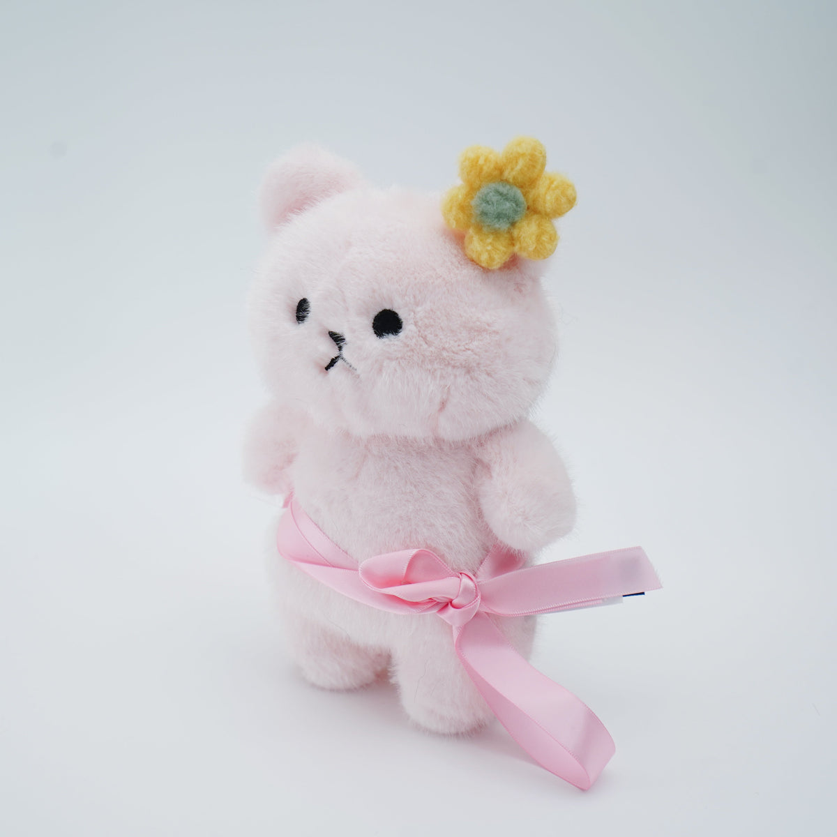 Pink Momoji Bear plush, side view