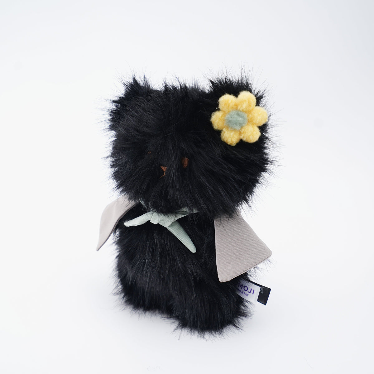 Black Momoji Bear plush, side view