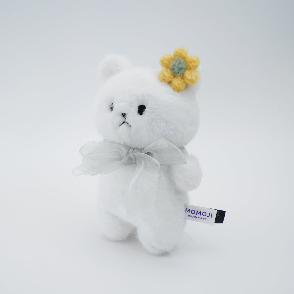 White Momoji Bear plush, side view