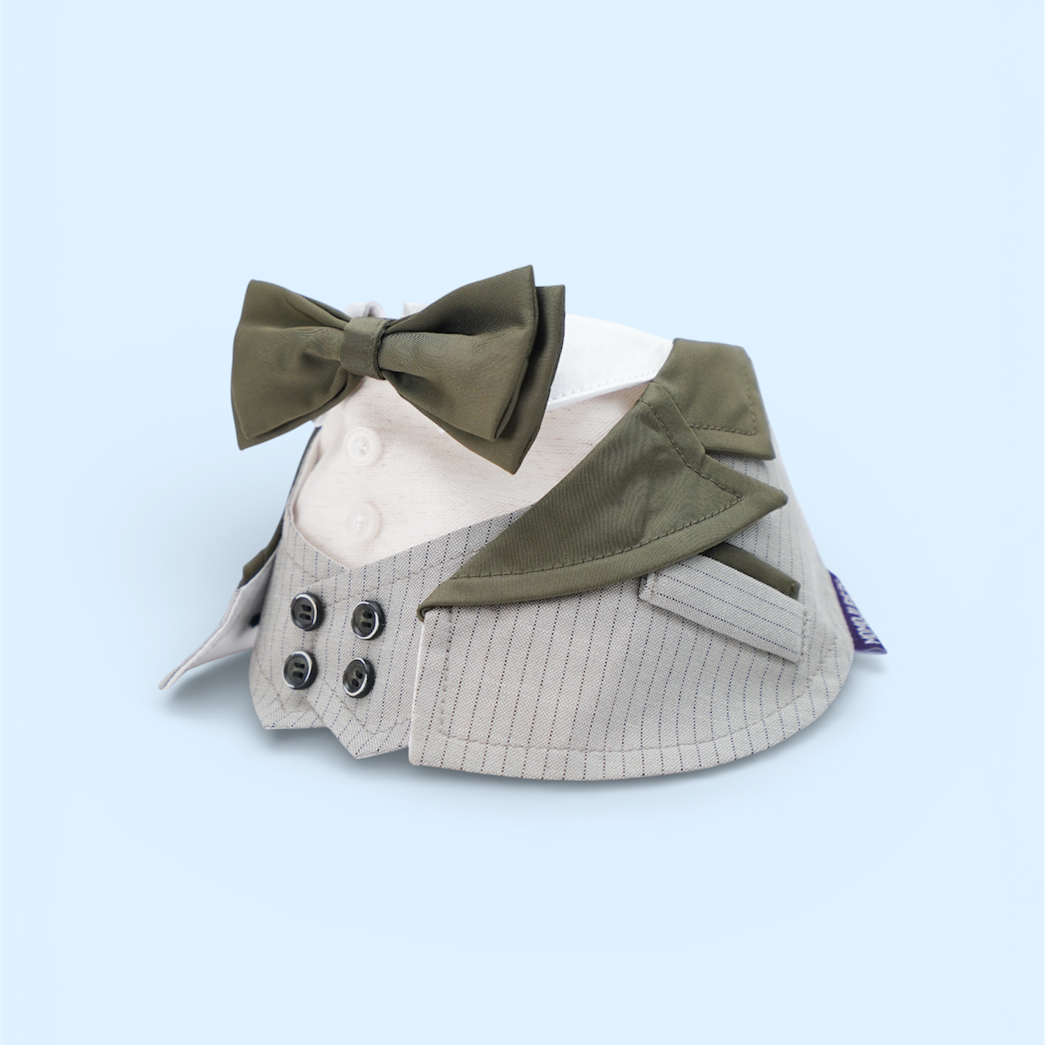 Versailles matching pet bib and hat set for dogs and cats in Camel Tan and Charcoal Grey by Momoji Canada